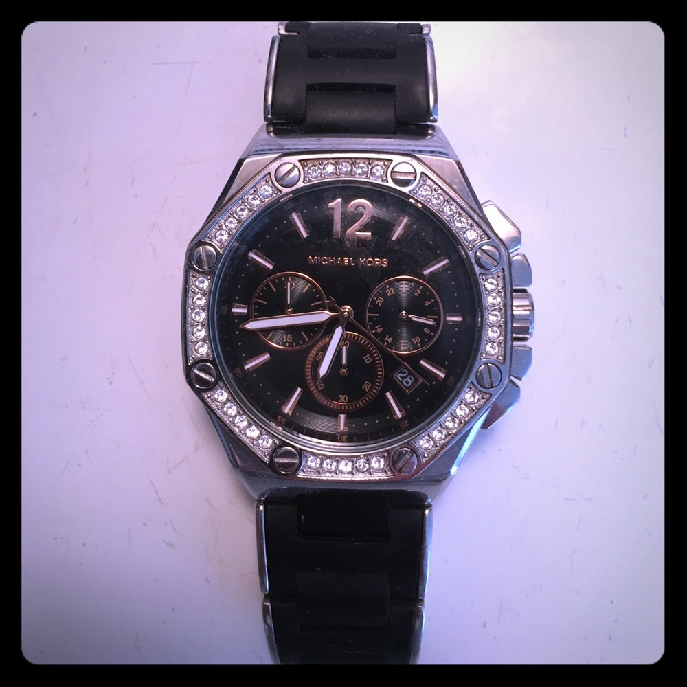 Michael Kors black/rose gold watch